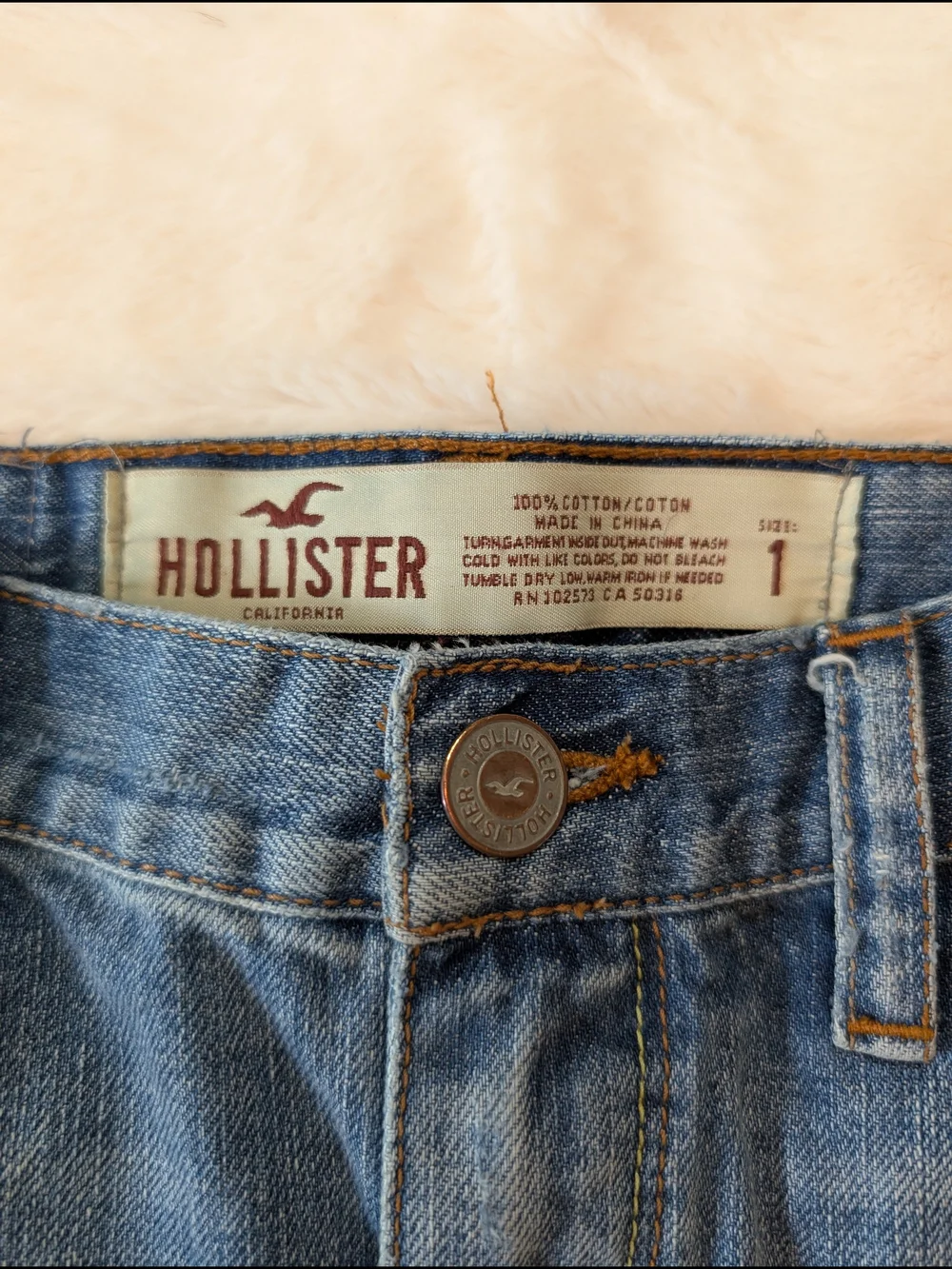 Hollister Light Blue Distressed Denim Mini Skirt Size 1 Y2K